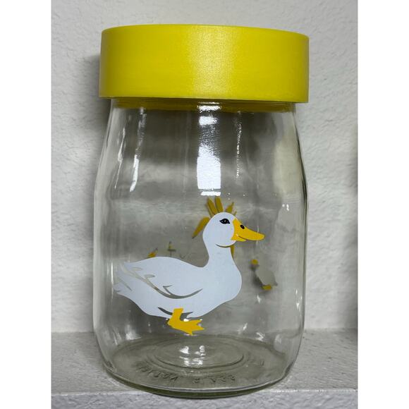 Vintage 80s Carlton Glass Sun Tea Jars Canisters Ducks Geese Yellow Lidded USA - Picture 6 of 11